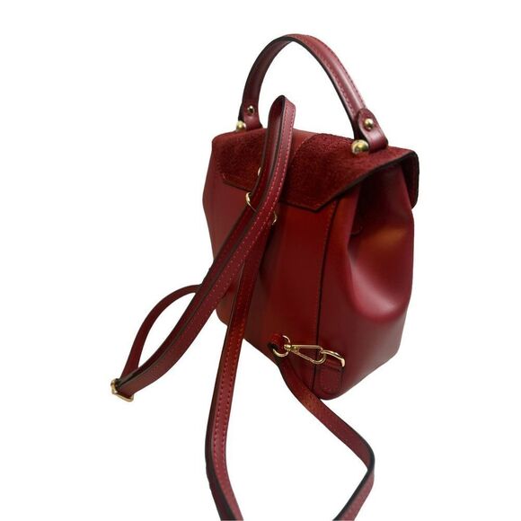Viola Castelani red ruby leather handbag backpack 548098 made in Italy N… main image 9